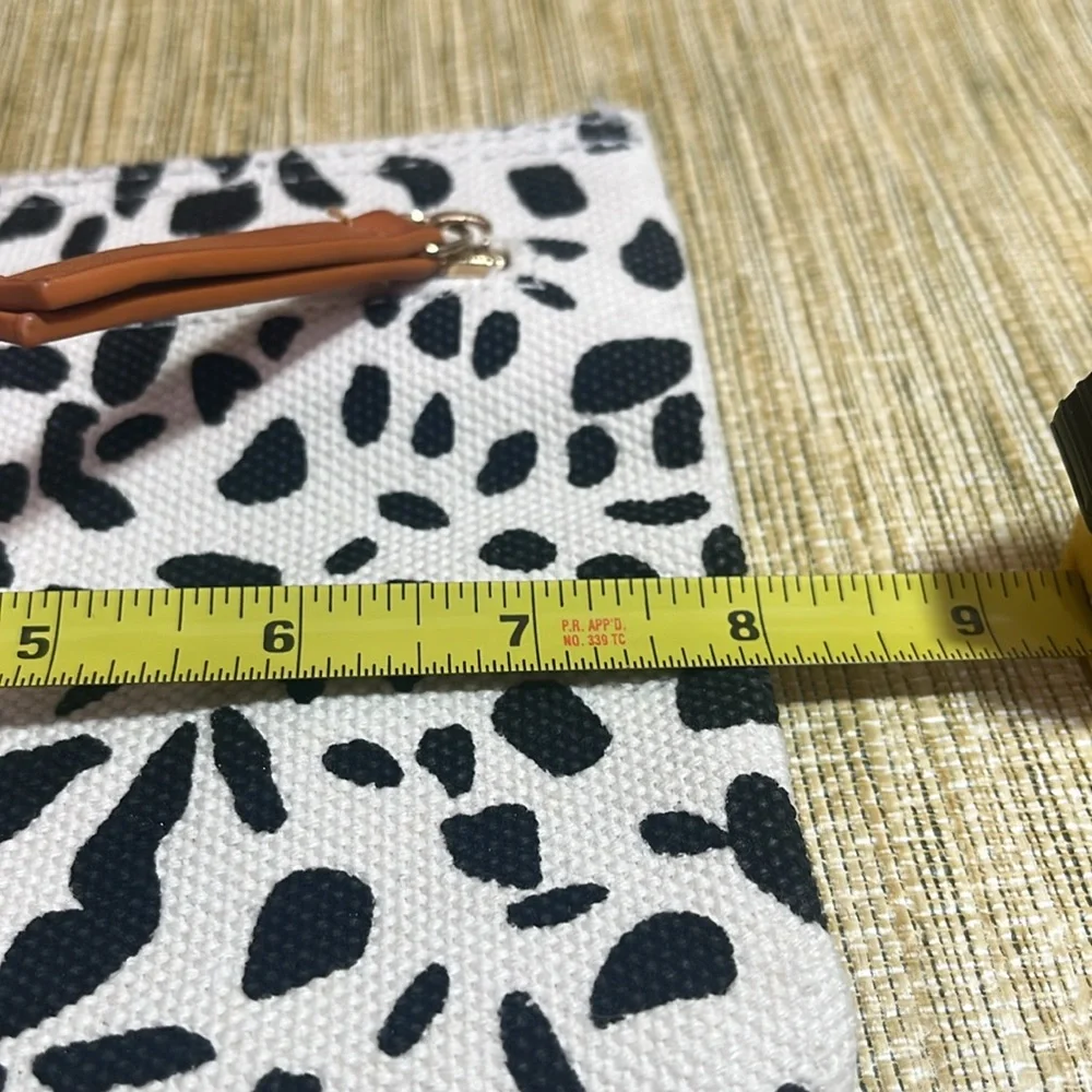 Anthropologie Leopard Print Clutch with Tan Leather Straps Canvas 8”x6”